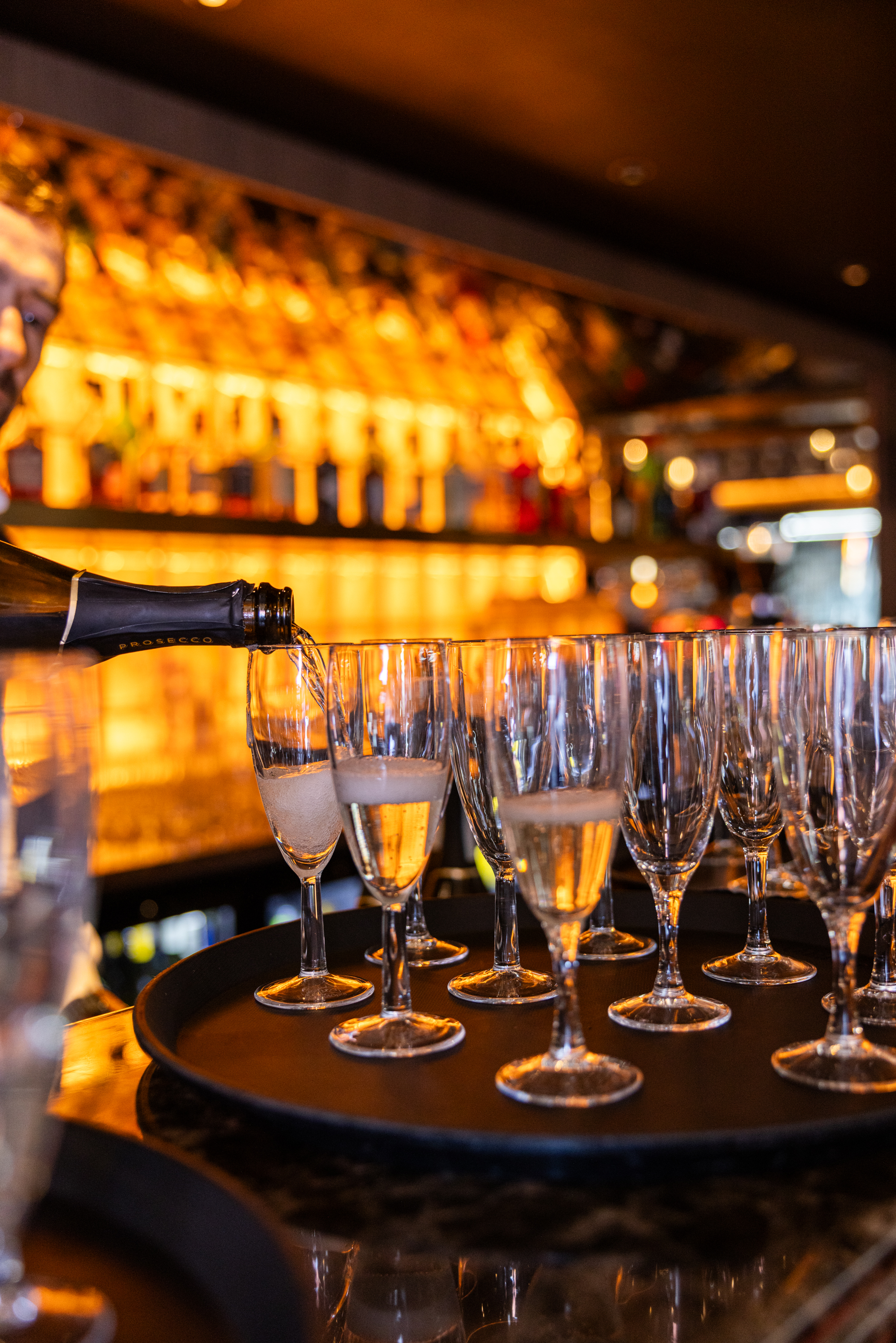 Pouring glasses of Prosecco