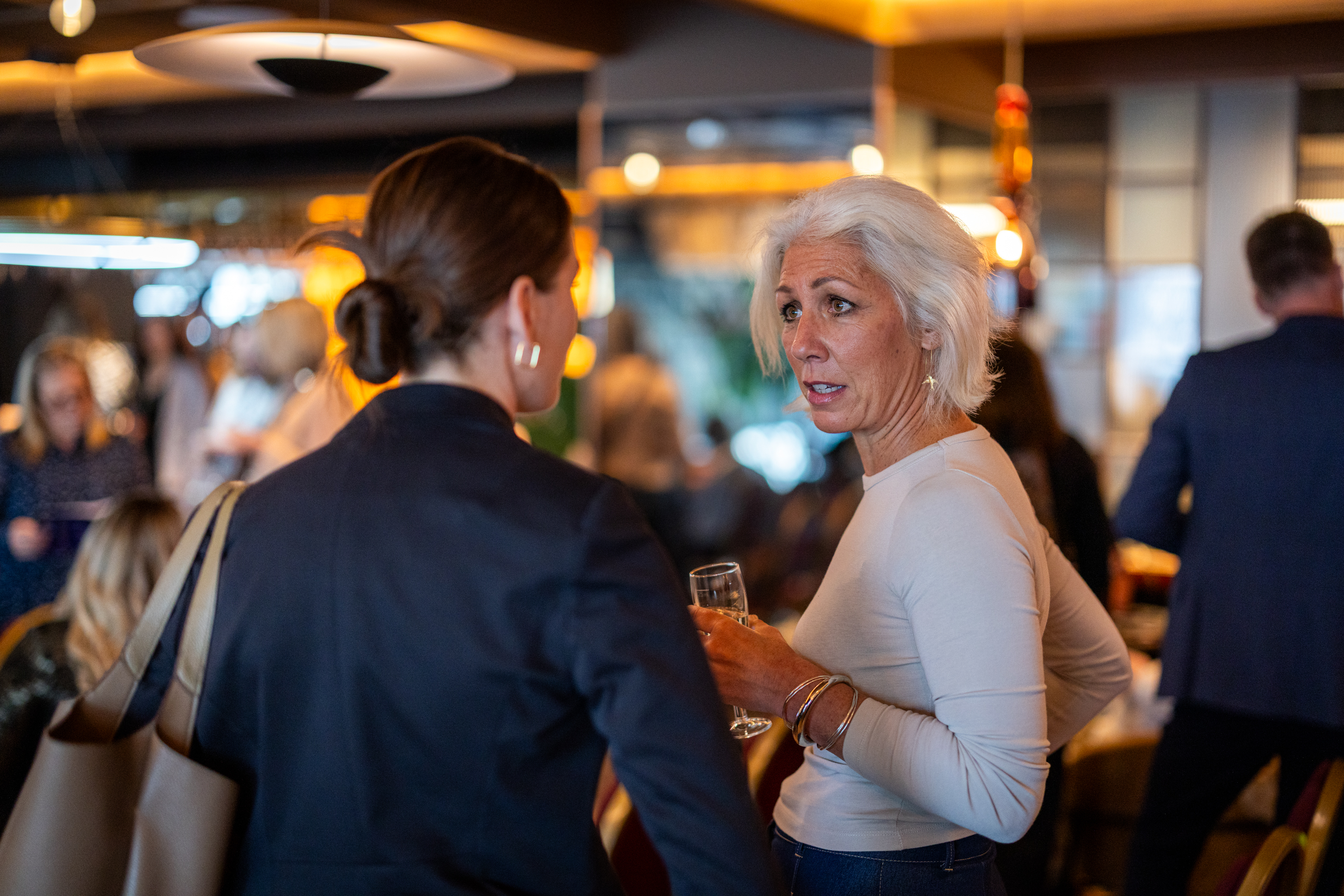 Guests having a conversation at the event